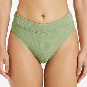 Signature V Waisted Swim Bottom Green Ribbed